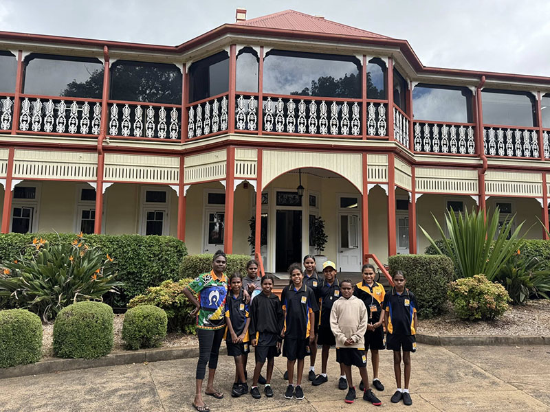 Students in front of building