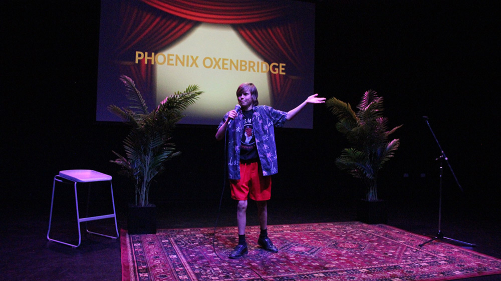 Photo of Phoenix in a comedy club called Phoenix Oxenbridge
