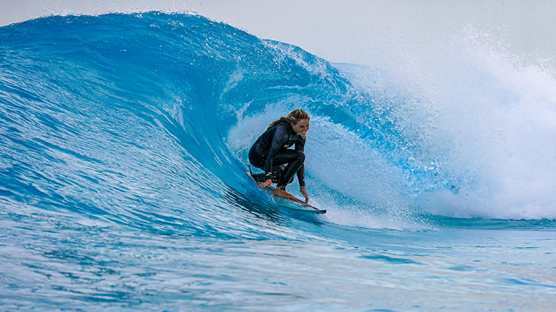 Tiarna McGee surfing