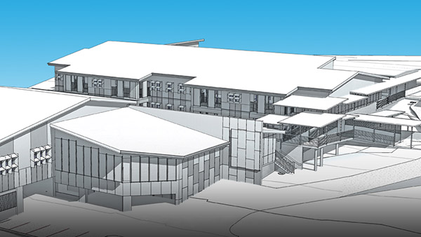 Concept image of the new hall, 2-storey learning centre and car park planned for Mount Ommaney Special School